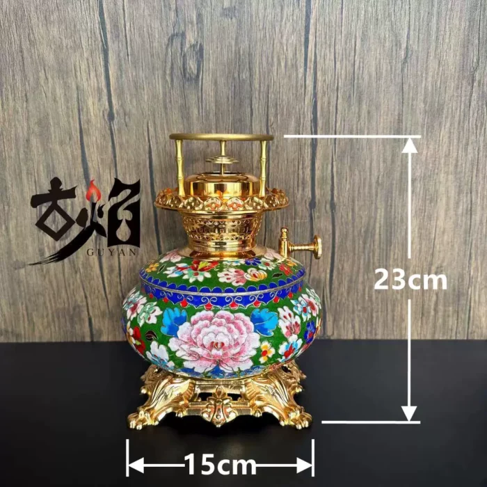 Vintage Enamel Brass Oil Lamp Tea Stove | AOHAR - Image 2