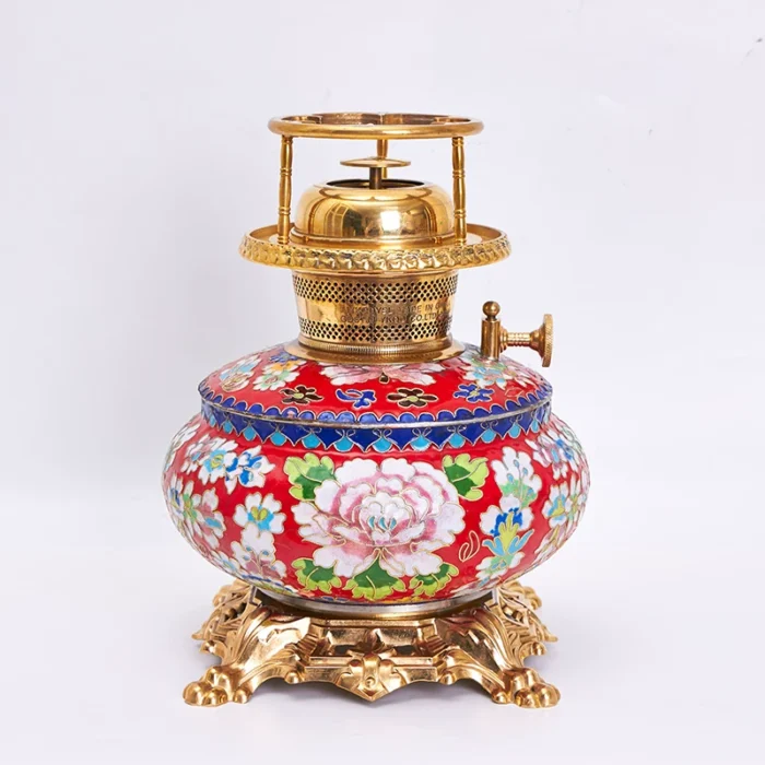 enamel brass oil lamp tea stove