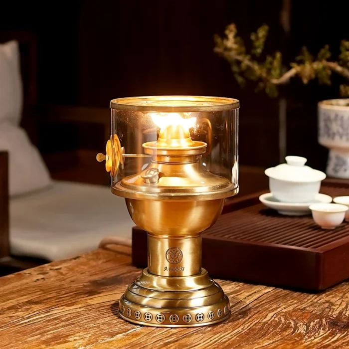 brass tea stove with oil lamp