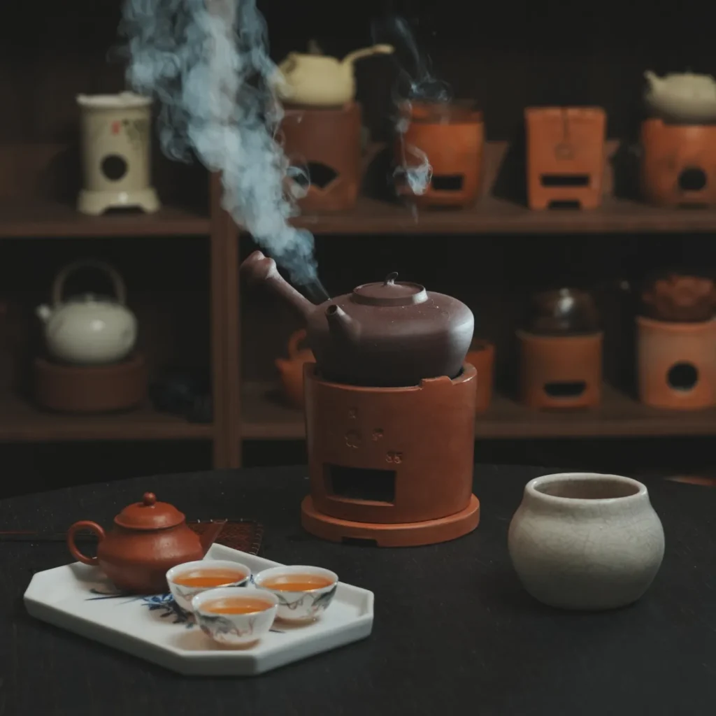 handmade red clay charcoal tea stove