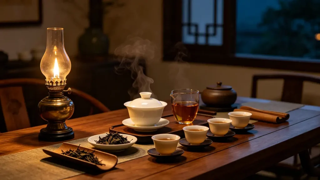 Complete Phoenix Dancong tea and oil lamp relaxation ritual at home