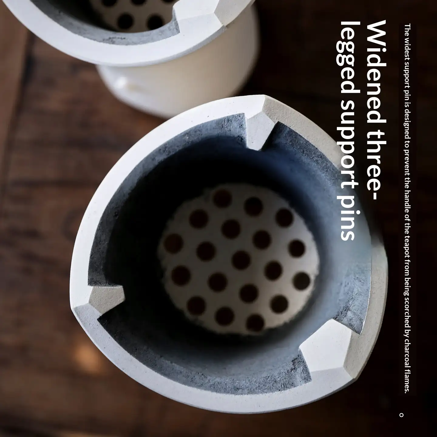 Ceramic white clay tea stove detail